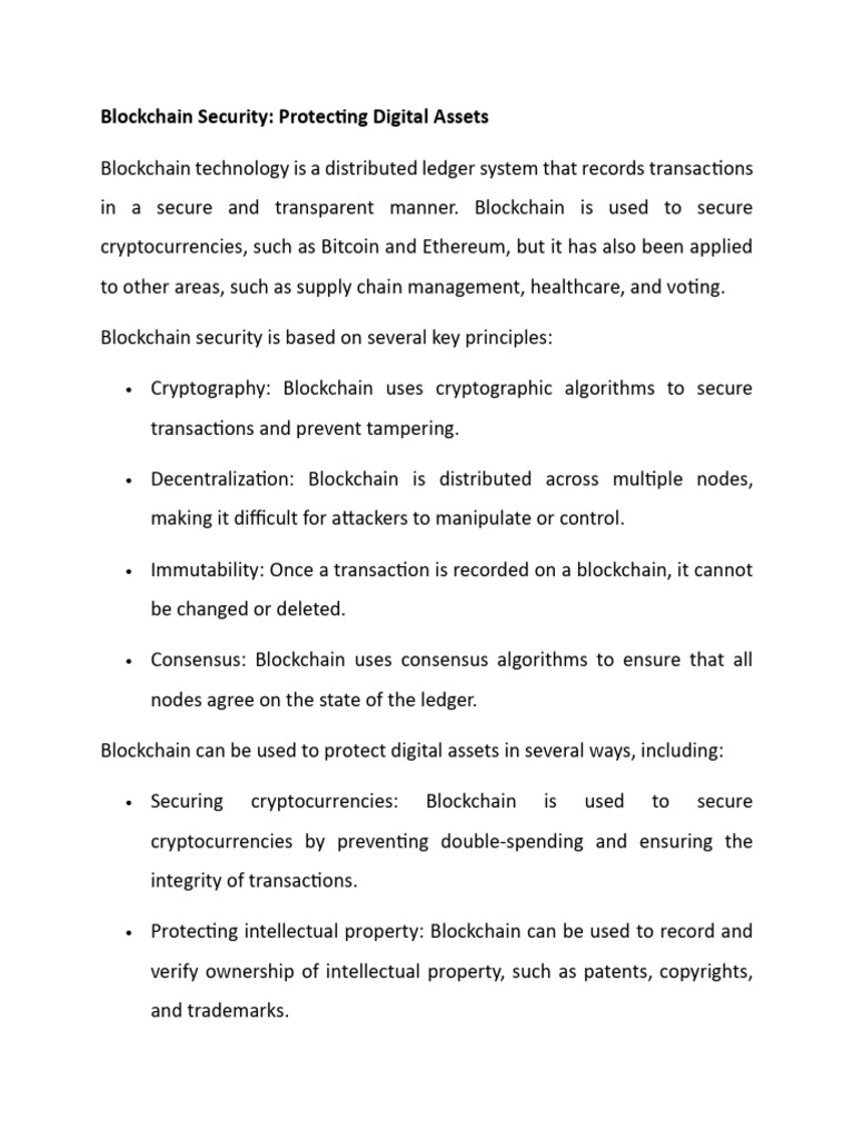 Blockchain Security, Protecting Digital Assets | PDF | Cryptocurrency ...