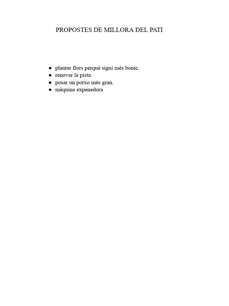 Propostes de Millora Del Pati | PDF