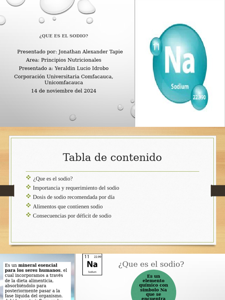Importancia y funciones del sodio | PDF | Sodio | Química