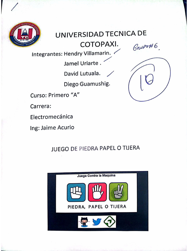 Juego Piedra Papel o Tijera | PDF