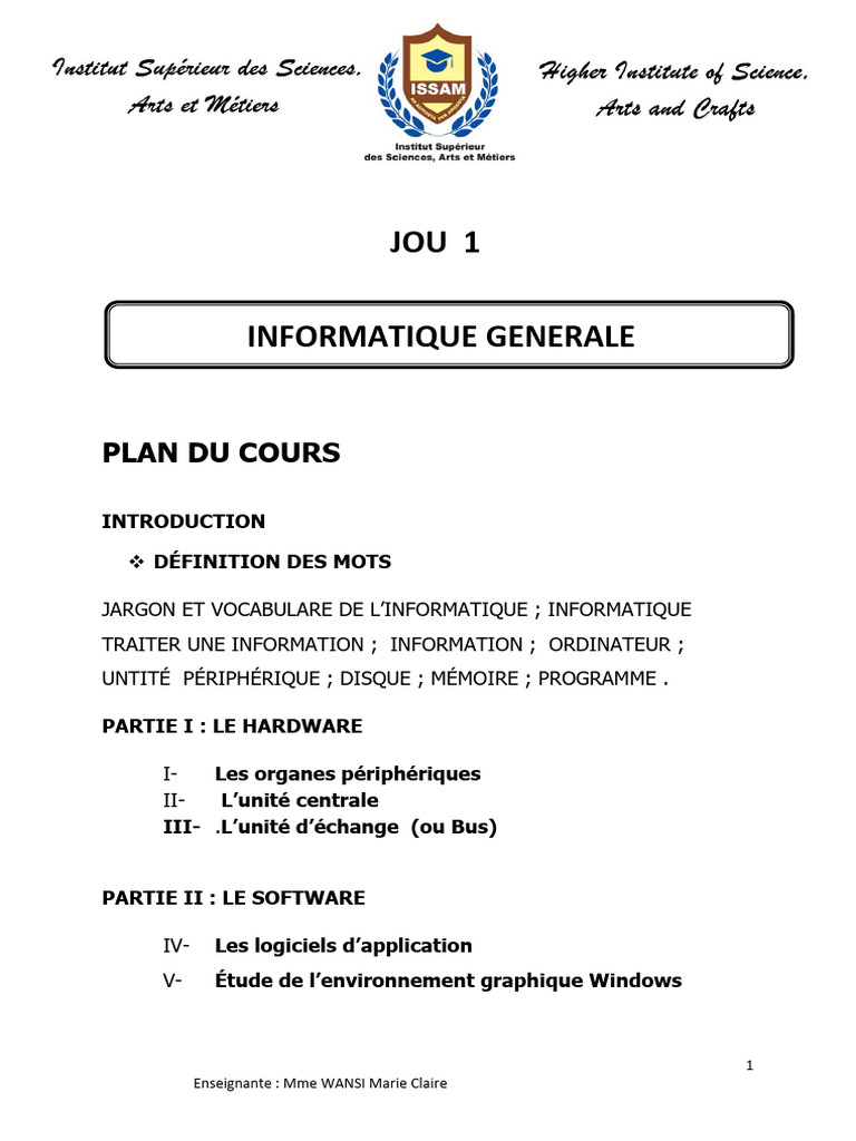 Introduction à l'informatique et Word | PDF | Application | Microsoft Word