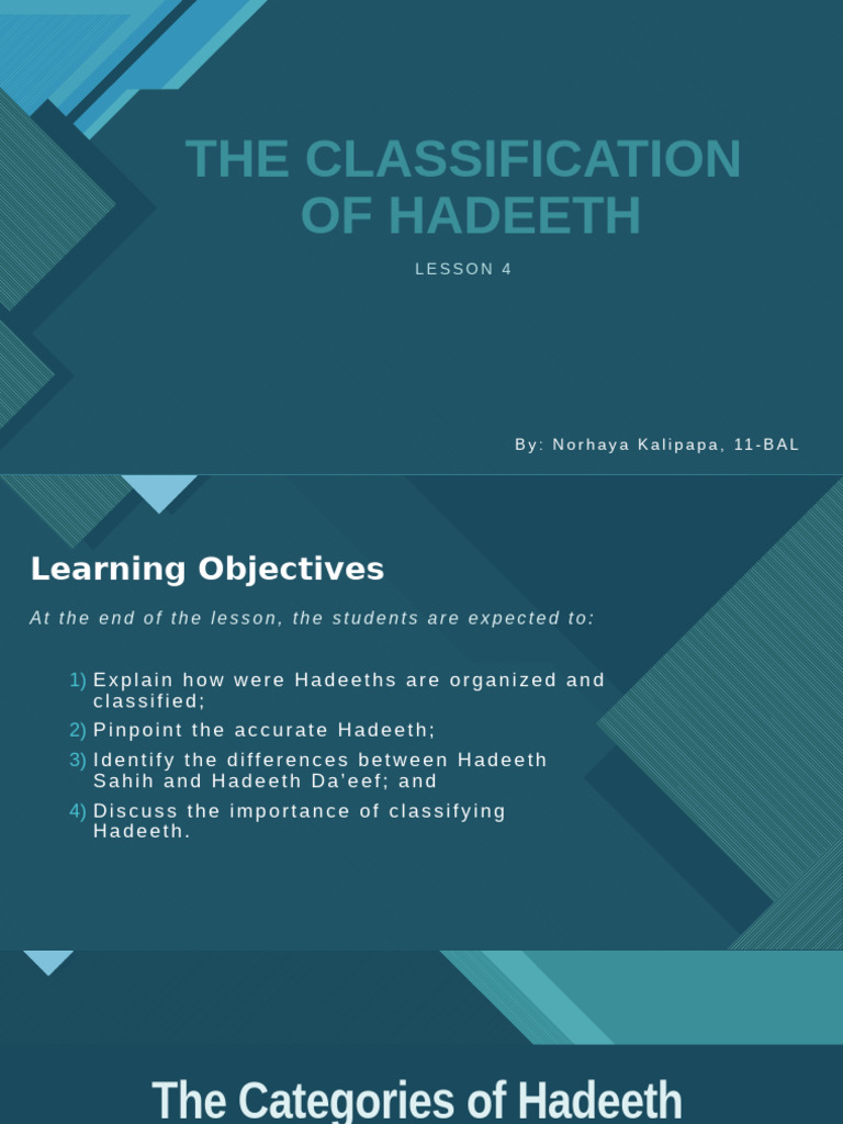 Classification of Hadeeth Explained | PDF | Hadith | Islamic Philosophy