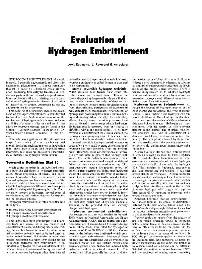 ASM Evaluation of Hydrogen Embrittlement | PDF