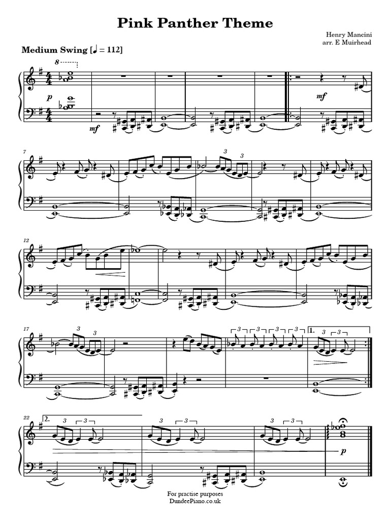 Pink panther theme pdf