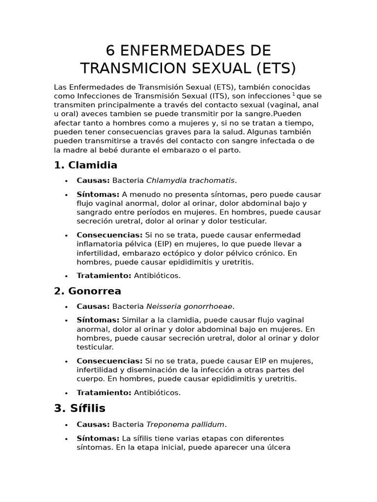 Guía de ETS: Prevención y Tratamiento | PDF | Infección transmitida ...
