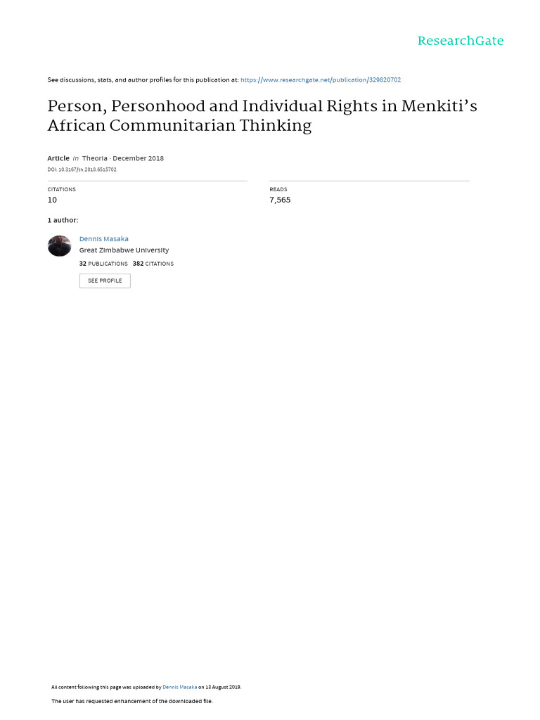 Menkiti S African Communitarian Rights Pdf Rights Ontology