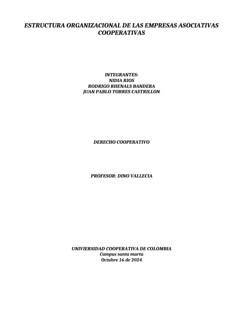 Estructura de Cooperativas en Colombia | PDF | Cooperativa | Quórum