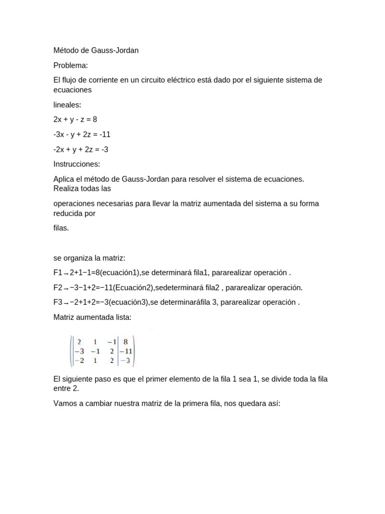 Método de Gauss-Jordan | PDF