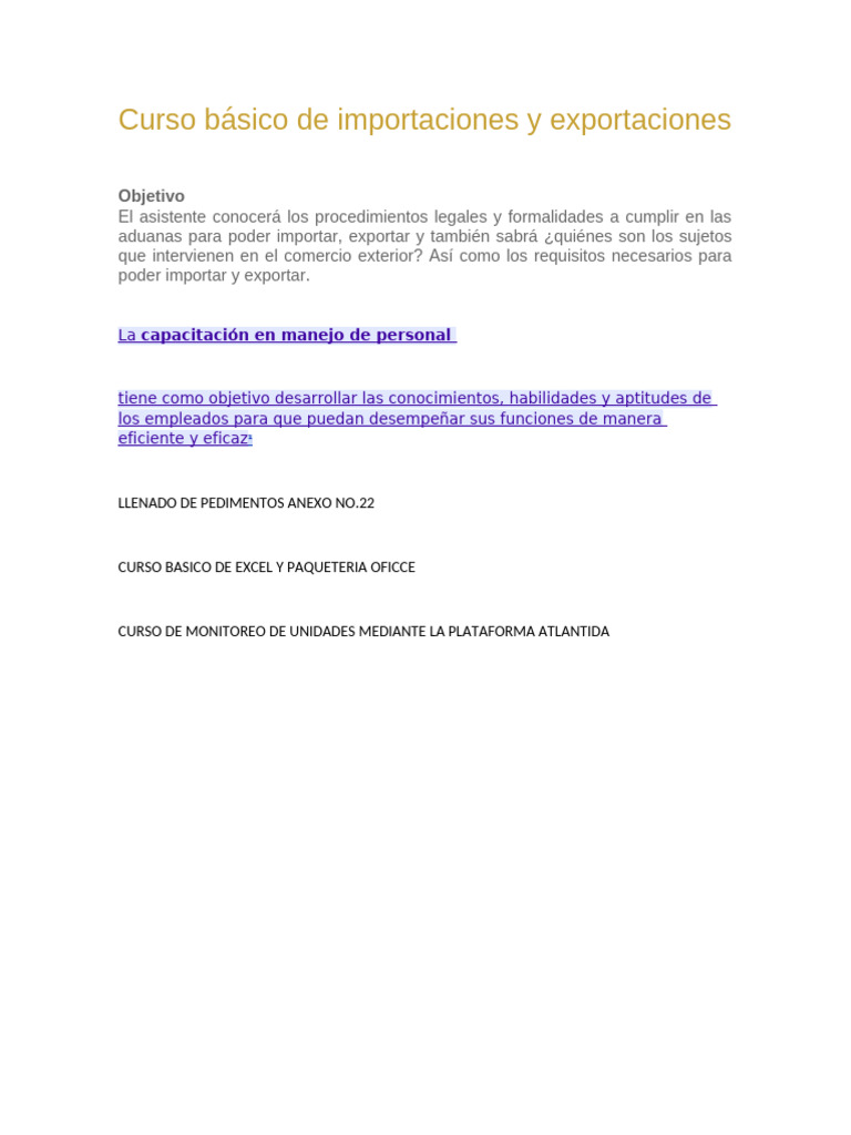 Curso Básico de Importaciones y Exportaciones | PDF | Finanzas y dinero