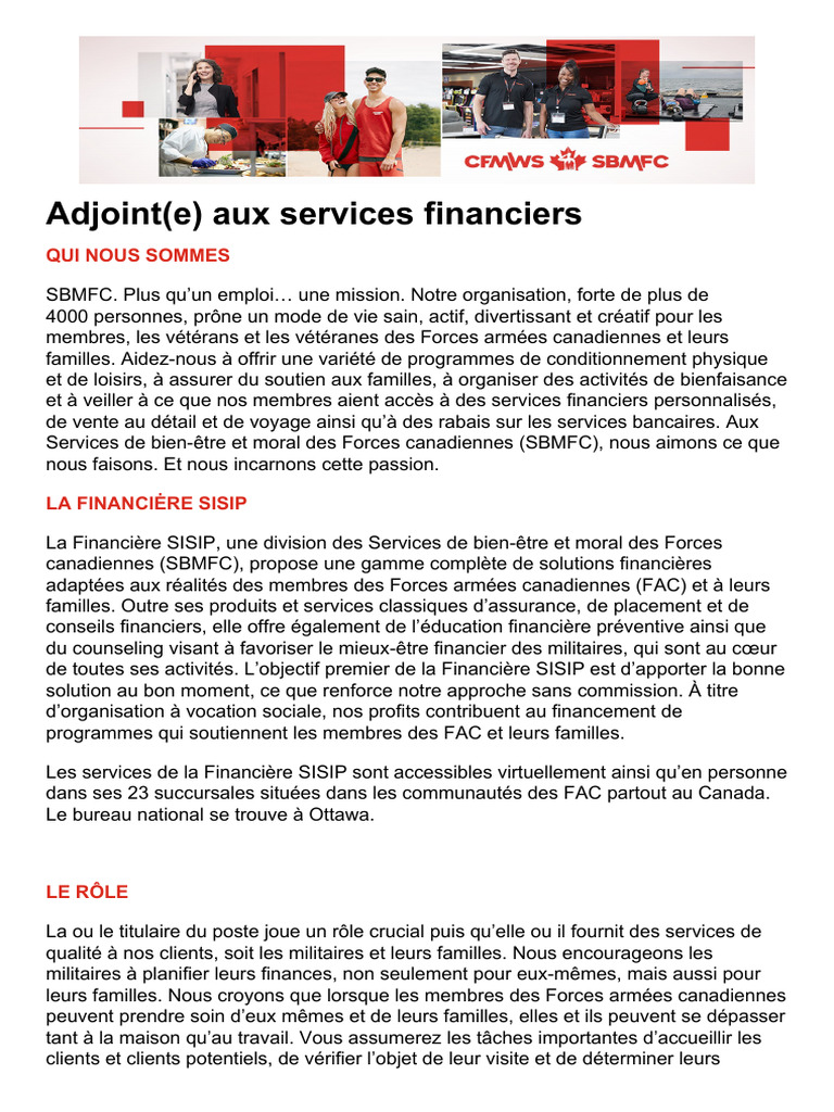 Adjoint(e) aux services financiers SISIP | PDF | Assurance | Retraite