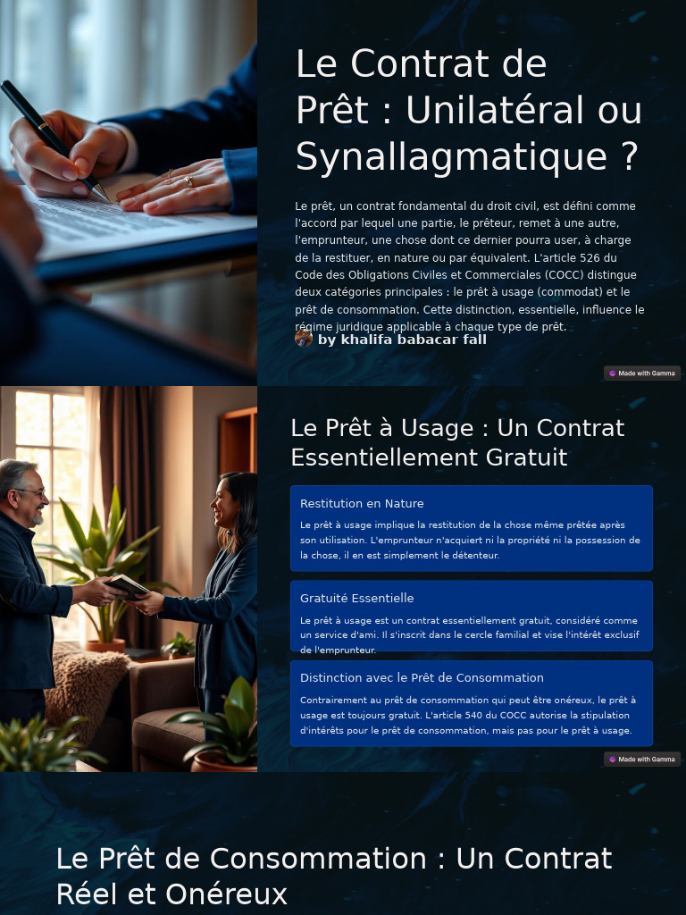 Contrat de Prêt : Unilatéral ou Synallagmatique ? | PDF | Prêts ...