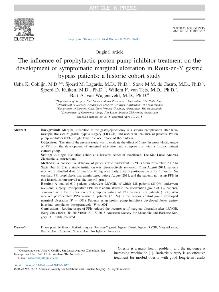The Influence of Prophylactic Proton Pump Inhibitor Treatment On The ...