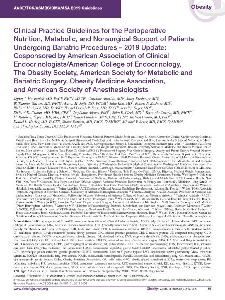 2019 Bariatric Surgery Guidelines | PDF | Bariatric Surgery | Surgery
