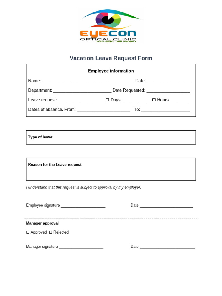 Vacation Request Form | PDF | Career & Growth