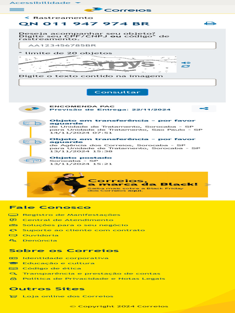 Rastreamento de Encomendas PAC | PDF