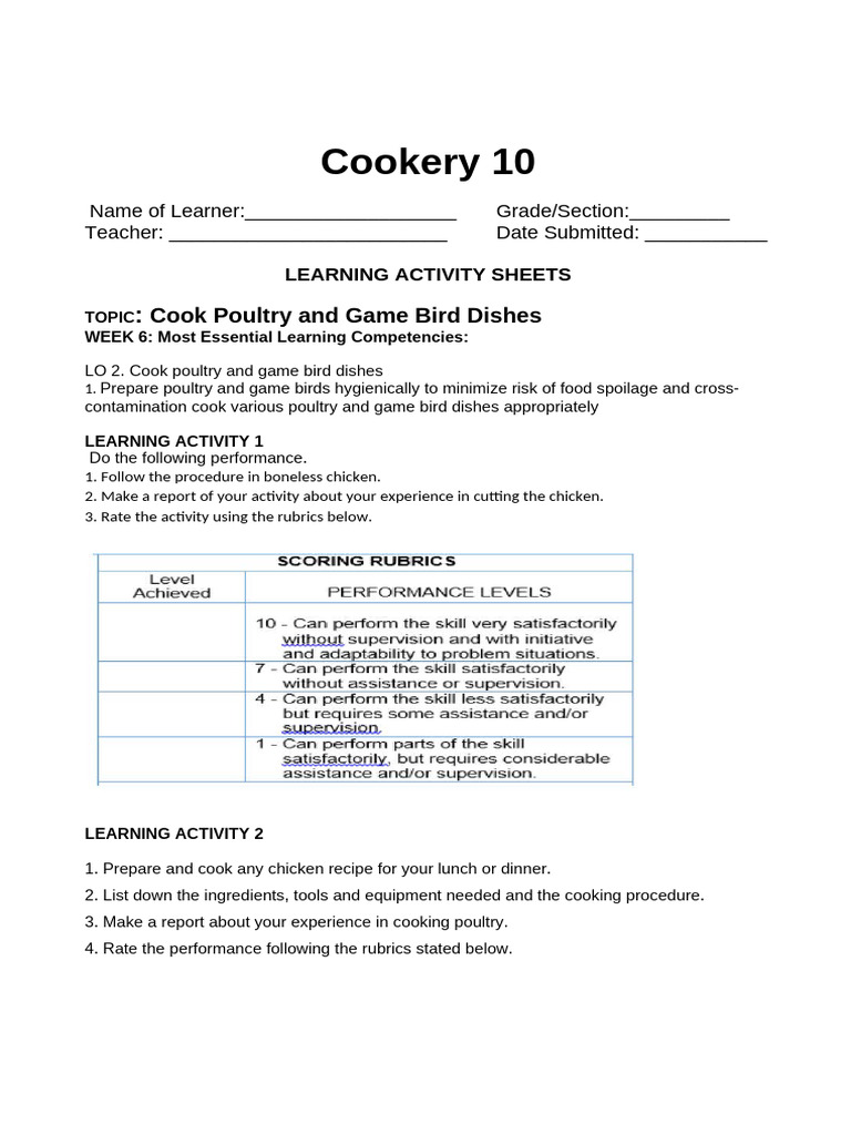 Cookery 10 | PDF
