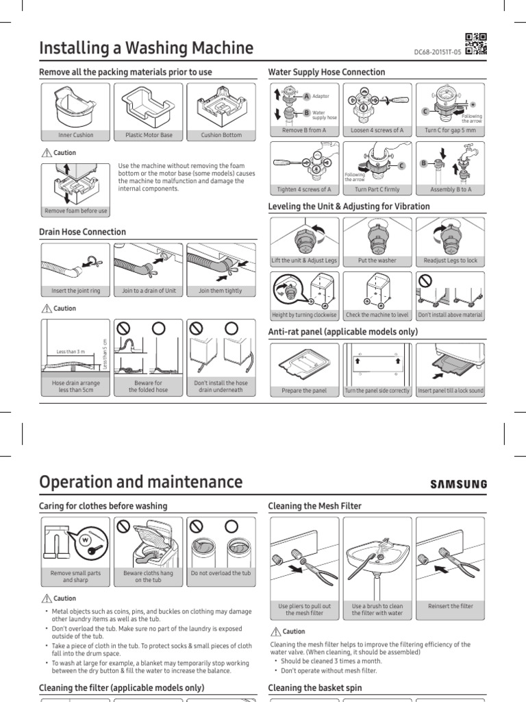 Washing Machine Installation Guide | PDF | Washing Machine | Equipment
