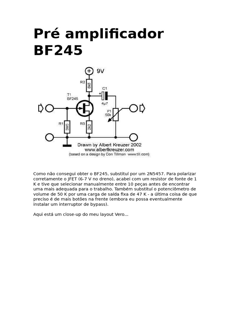 Pré-amplificador com JFET e BF245 | PDF