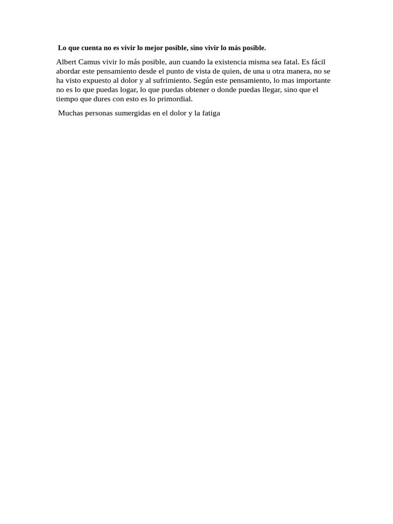 Lo Que Cuenta No Es Vivir Lo Mejor Posible | PDF