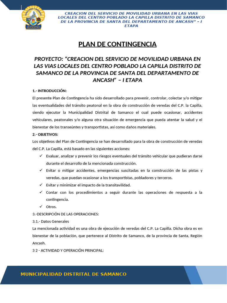 Plan de Contingencia para Movilidad Urbana | PDF | Peatonal | Transporte