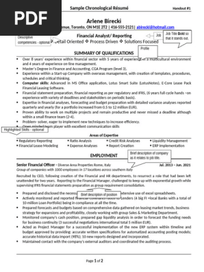 Advanced Combo Chronological Resume With Notes
