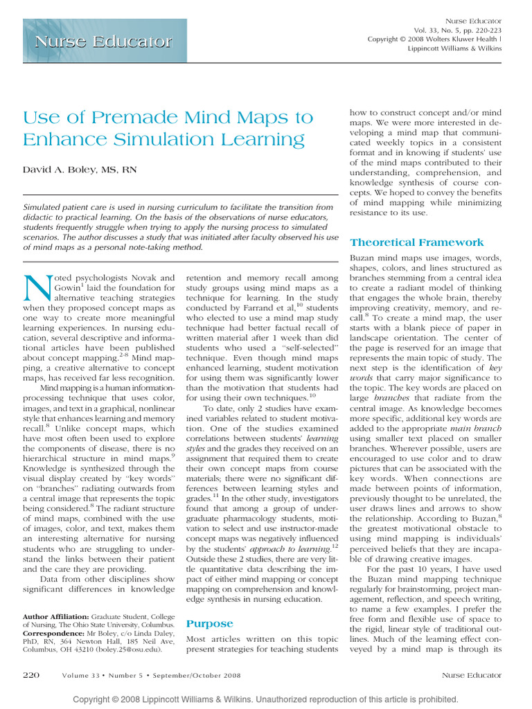 Use of Premade Mind Maps To Enhance Simu | PDF | Mind | Learning