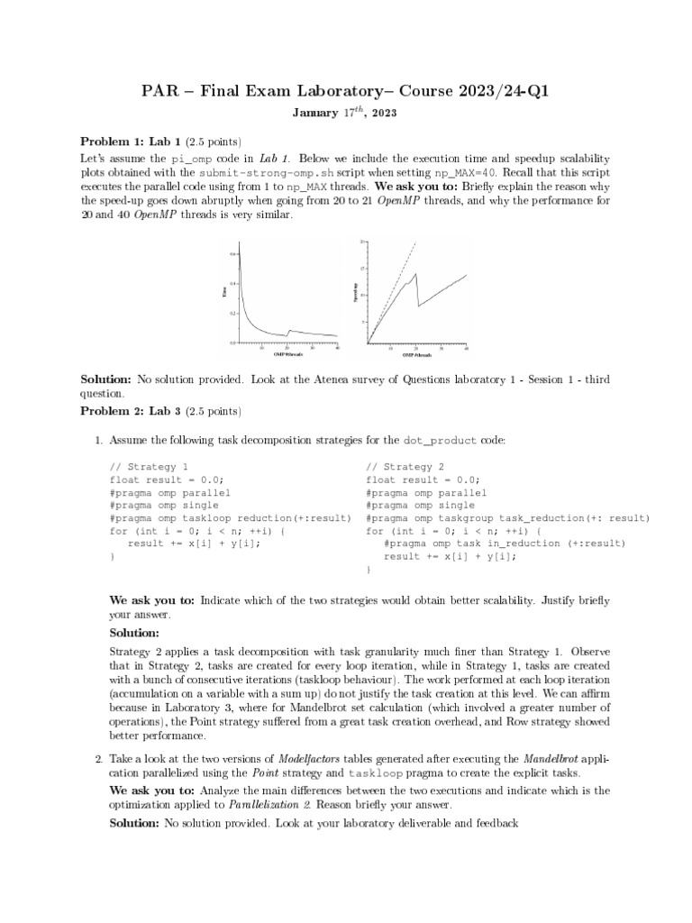 PAR Final Lab Sol 2023 24Q1 | PDF | Parallel Computing | Computer ...