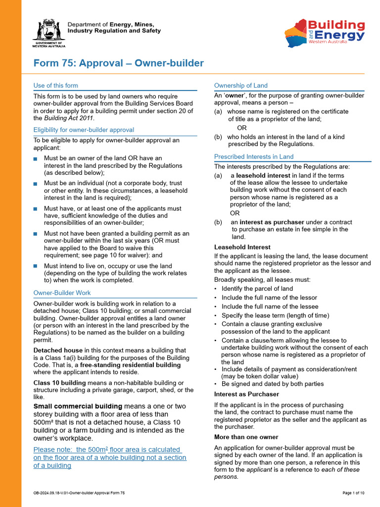 Owner-Builder Approval Process Guide | PDF | Lease | Leasehold Estate