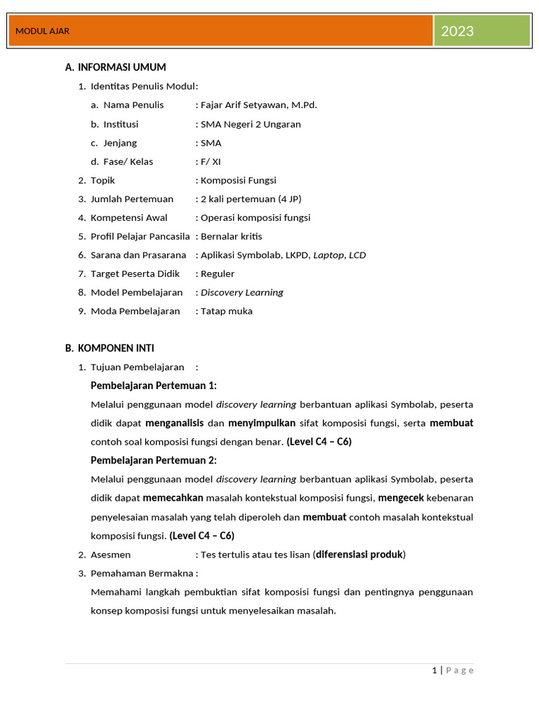 Modul Ajar 3 Matematika Kelas Xi Fase F | PDF | Karier & Perkembangan ...