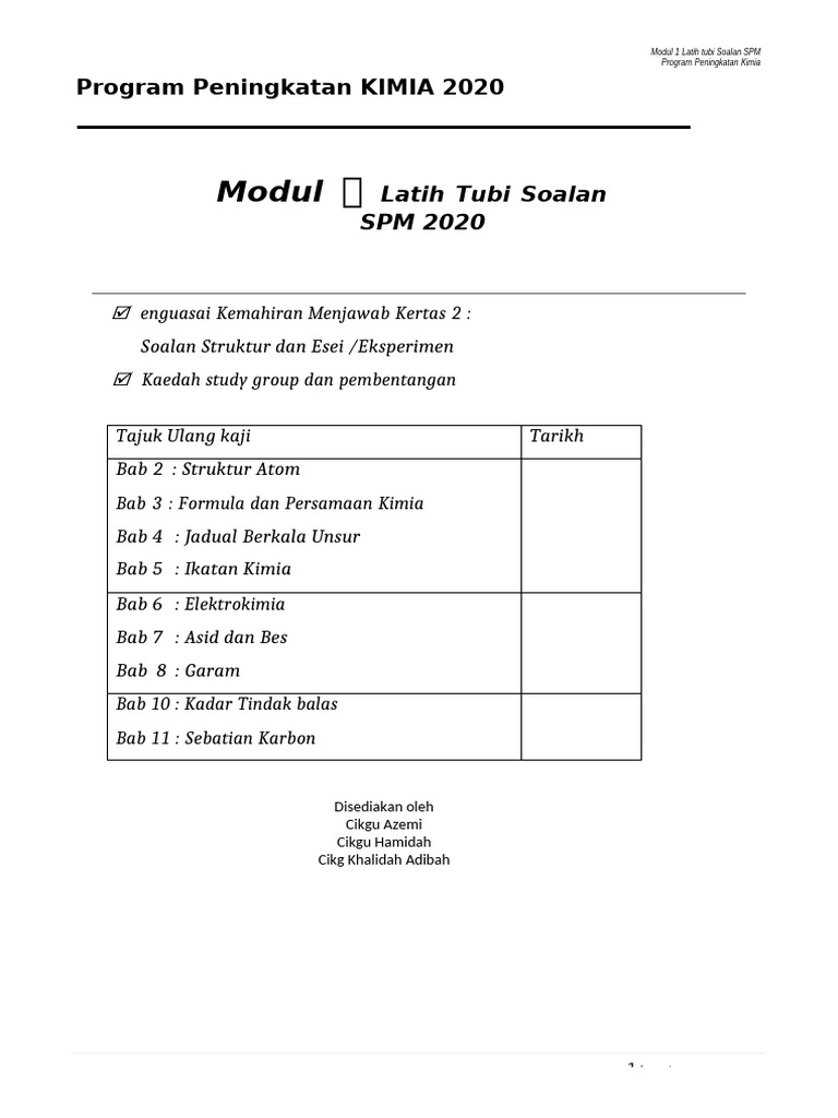 2020 - Modul 1latih Tubi Soalan SPM | PDF