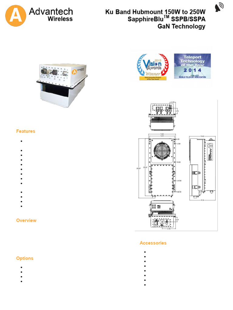 Ku-Band 150W-250W Hubmount BUC/SSPA | PDF | Filter (Signal Processing ...