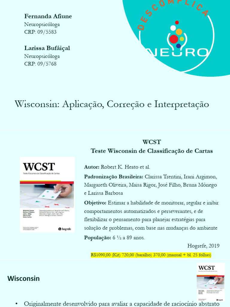 Teste Wisconsin: Aplicação e Interpretação | PDF | Neuropsicologia | Tempo