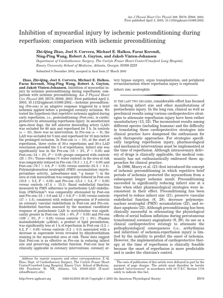 Zhao Et Al 2003 Inhibition of Myocardial Injury by Ischemic ...