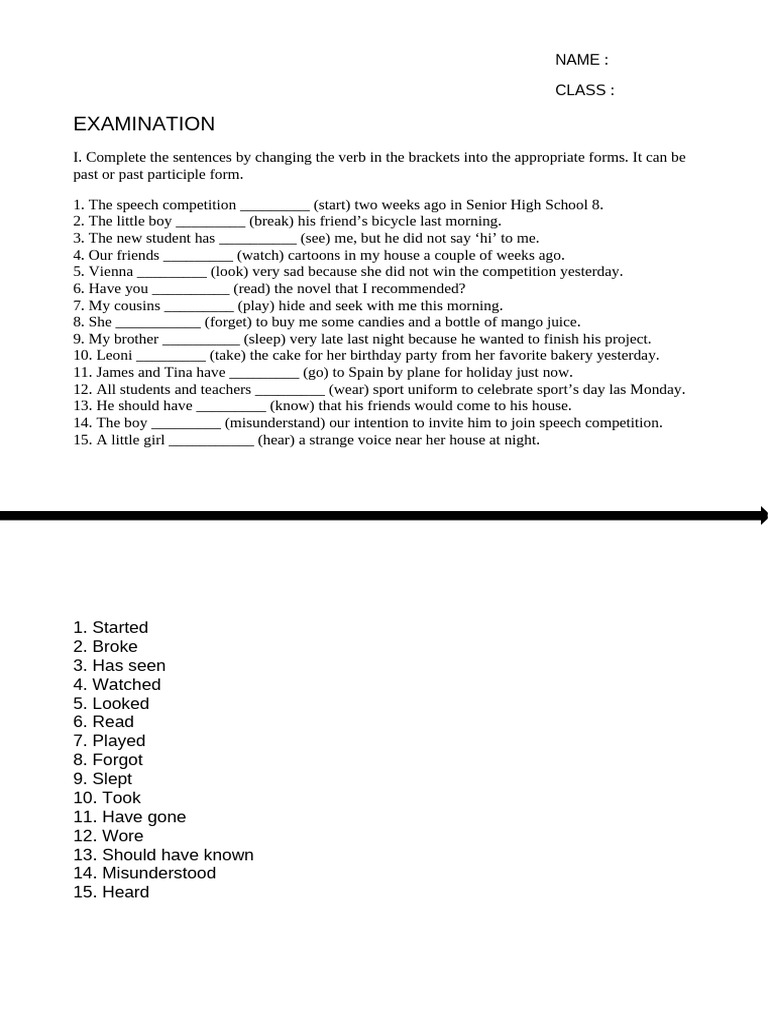 Verb Tense Exercise for Students | PDF | Language Arts & Discipline ...