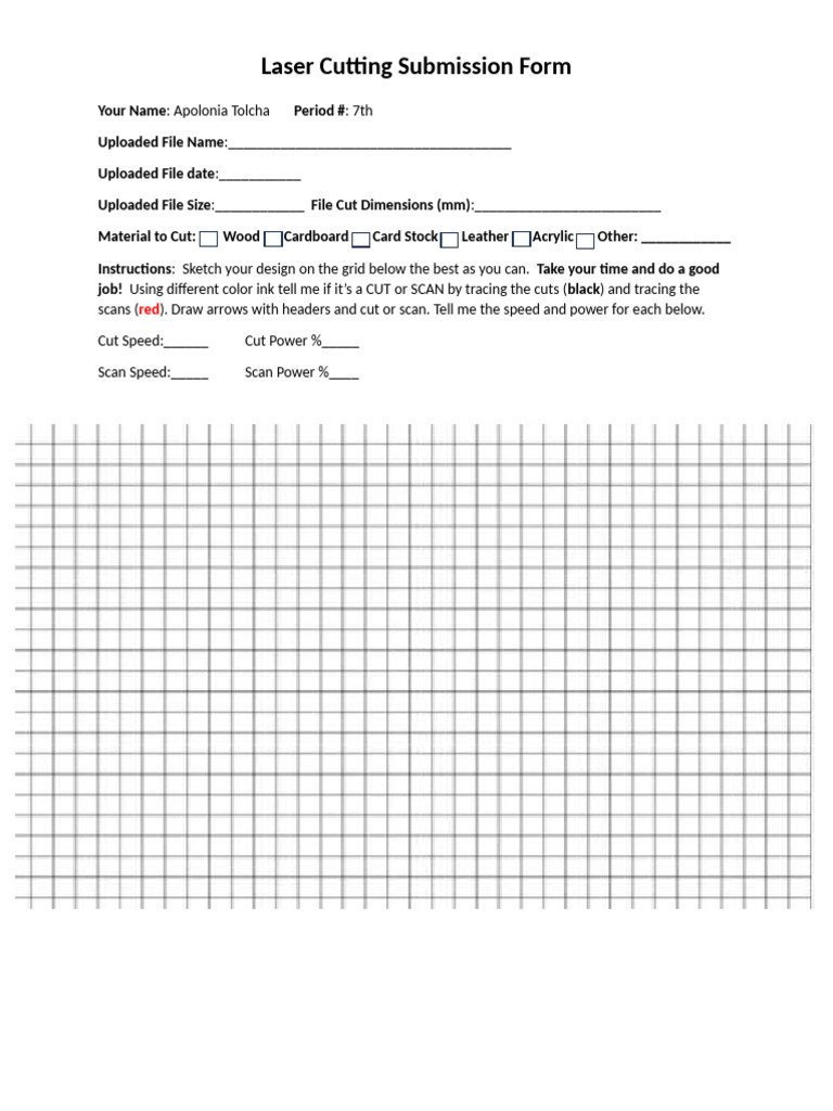 Laser Cutting Submission Form Guide | PDF