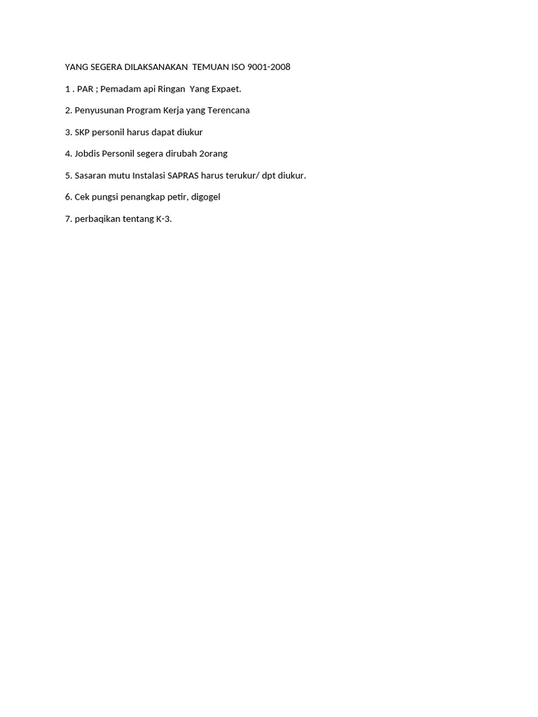 Temuan ISO 9001-2008 dan Program Kerja | PDF | Komputer | Teknologi ...