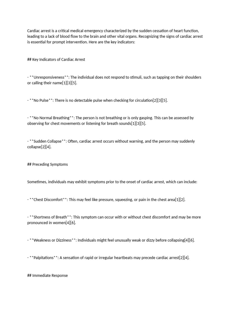 Cardiac Arrest Is A Critical Medical Emergency Characterized by The ...
