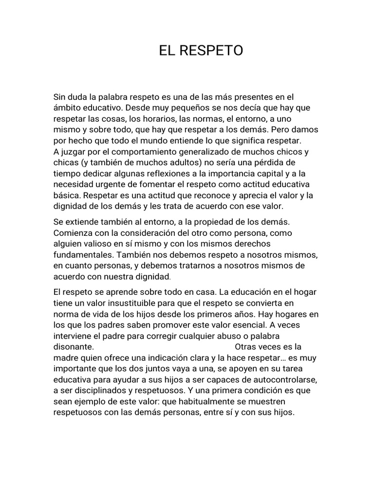 Fomentando el Respeto en la Educación | PDF