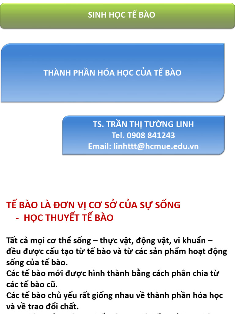 Thanh Phan Hoa Hoc Cua Te Bao | PDF