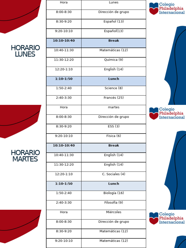 Horario Semanal de Clases | PDF | Ciencias sociales | Estudios de ...