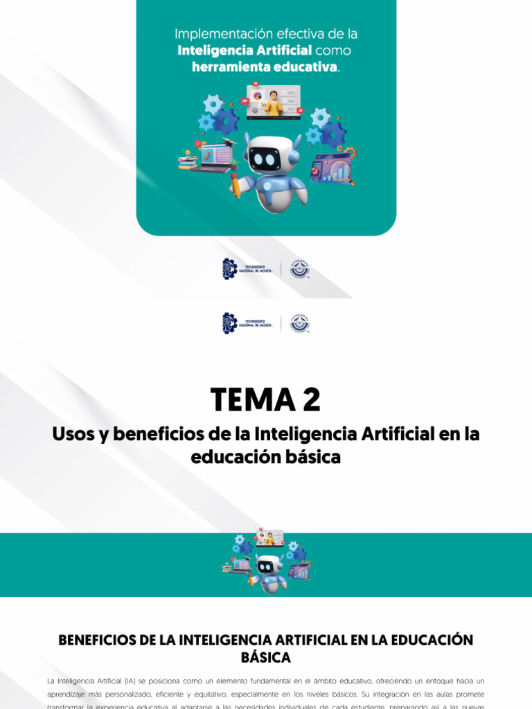TEMA 2 Usos y Beneficios de La Inteligencia Artificial en La Educación ...