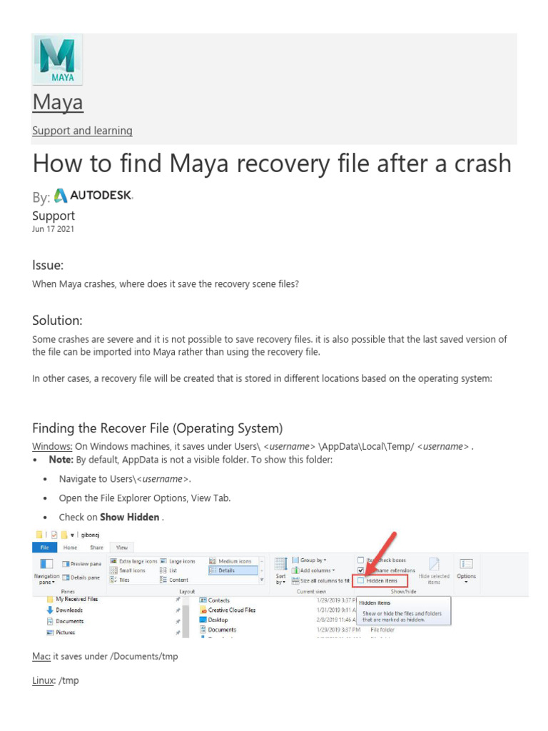 Maya Crash Saved Files | PDF