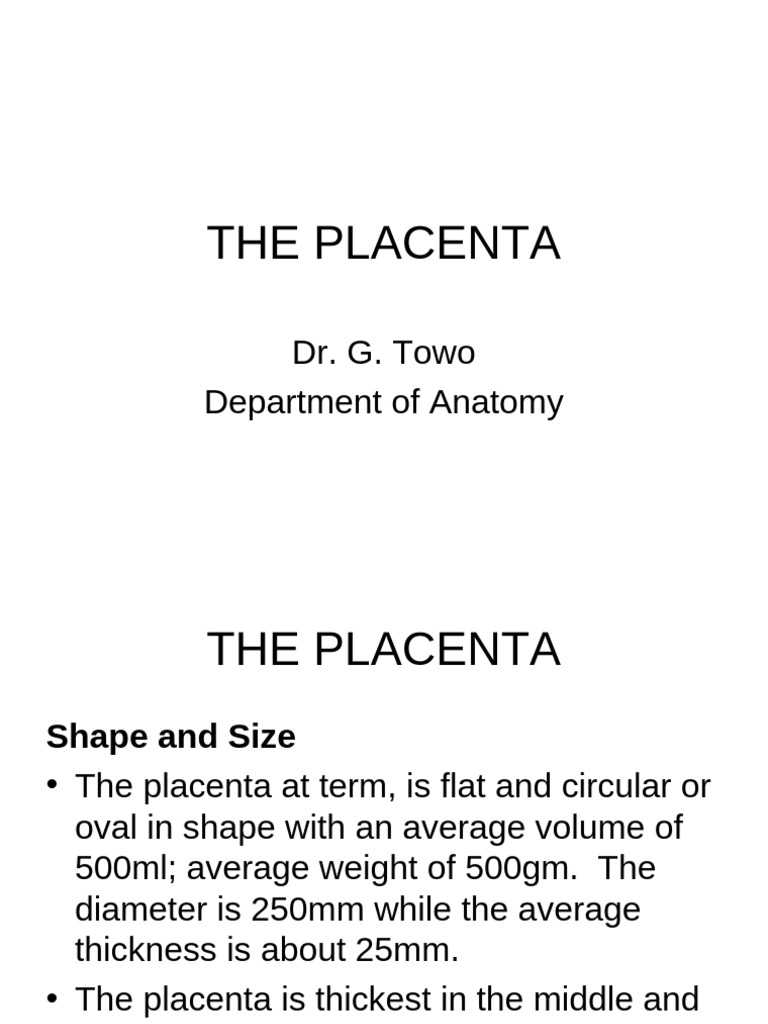 Embryology The Placenta | PDF | Placenta | Anatomy