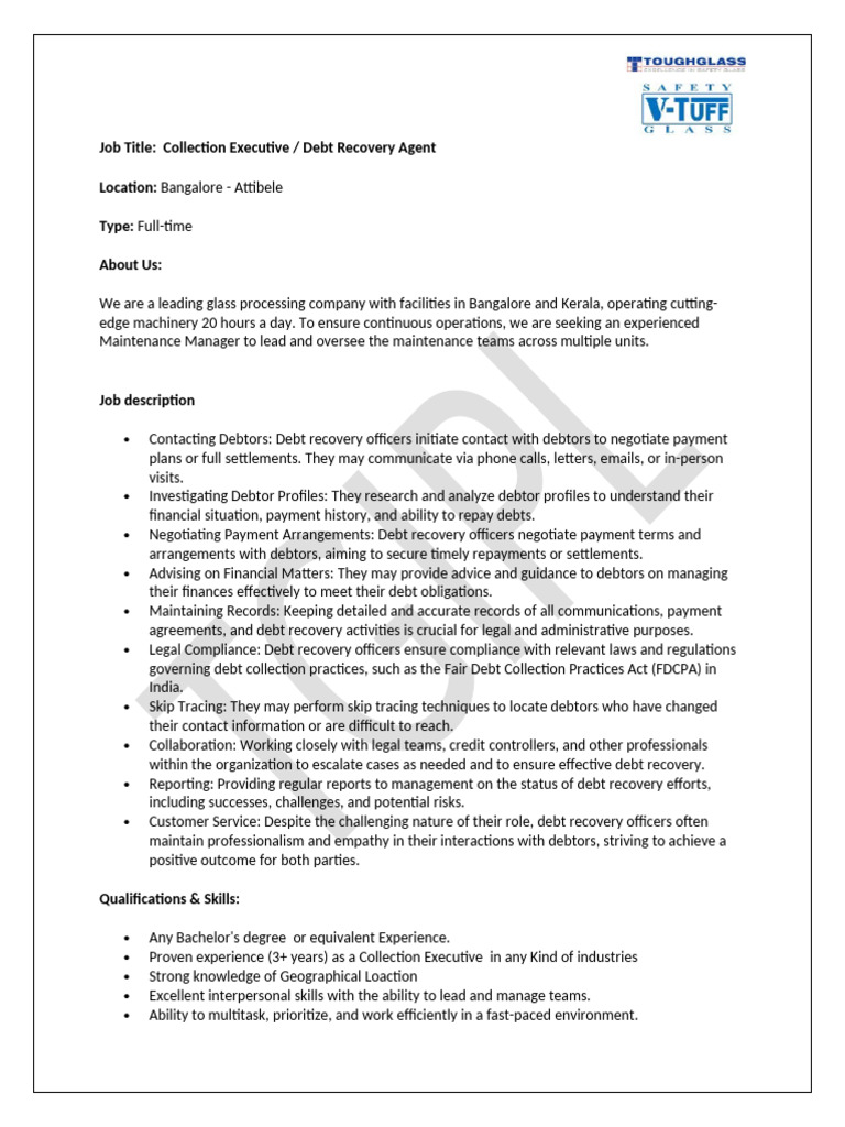 Collection Executive | PDF | Debt | Debtor