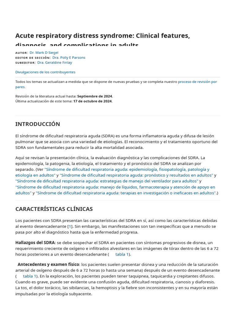 Características del SDRA en adultos | PDF | Insuficiencia cardíaca ...