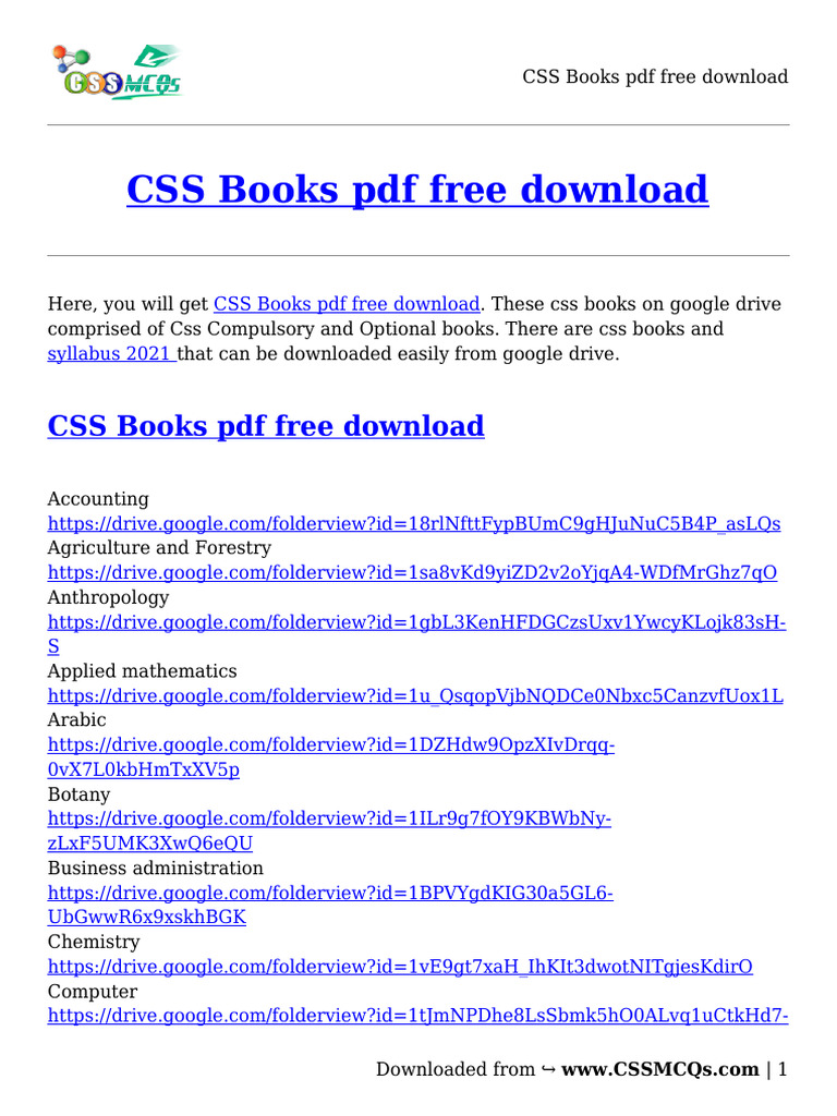 Free CSS Books PDF Downloads | PDF | Science | Liberal Arts Education