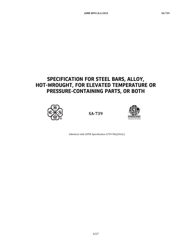 Specification for Alloy Steel Bars SA-739 | PDF | Steel | Alloy