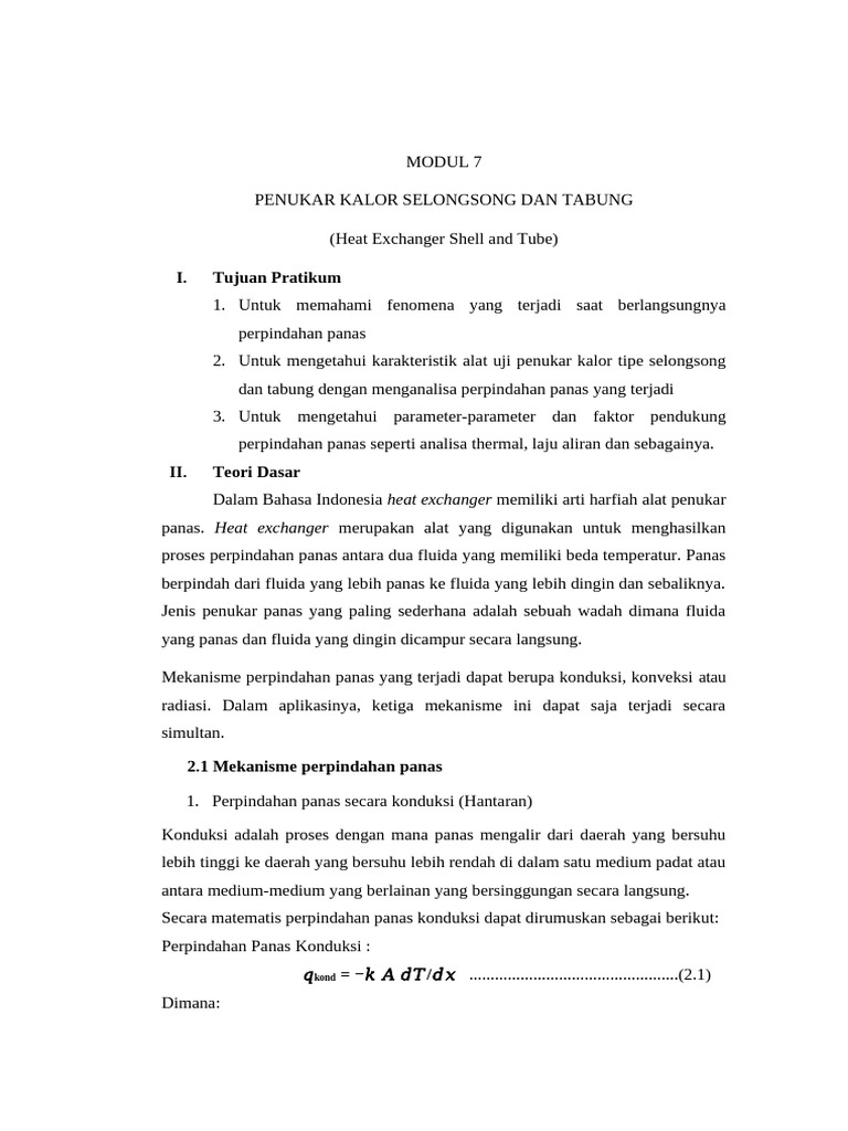 Penukar Kalor Shell dan Tube: Teori dan Praktikum | PDF | Sains ...