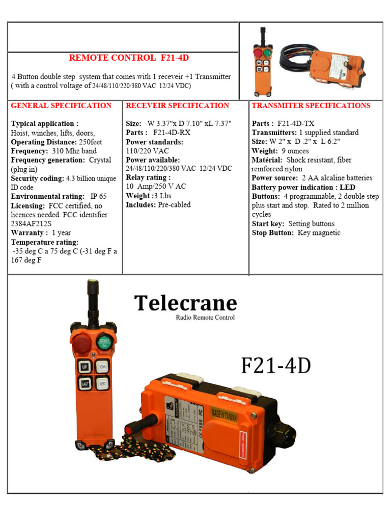 F21-4D Remote Control System Overview | PDF