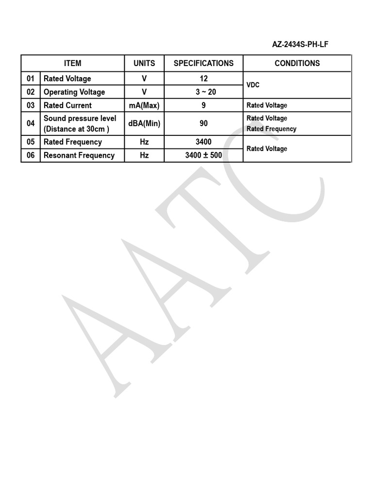 AZ-2434S-PH-LF Specifications Overview | PDF